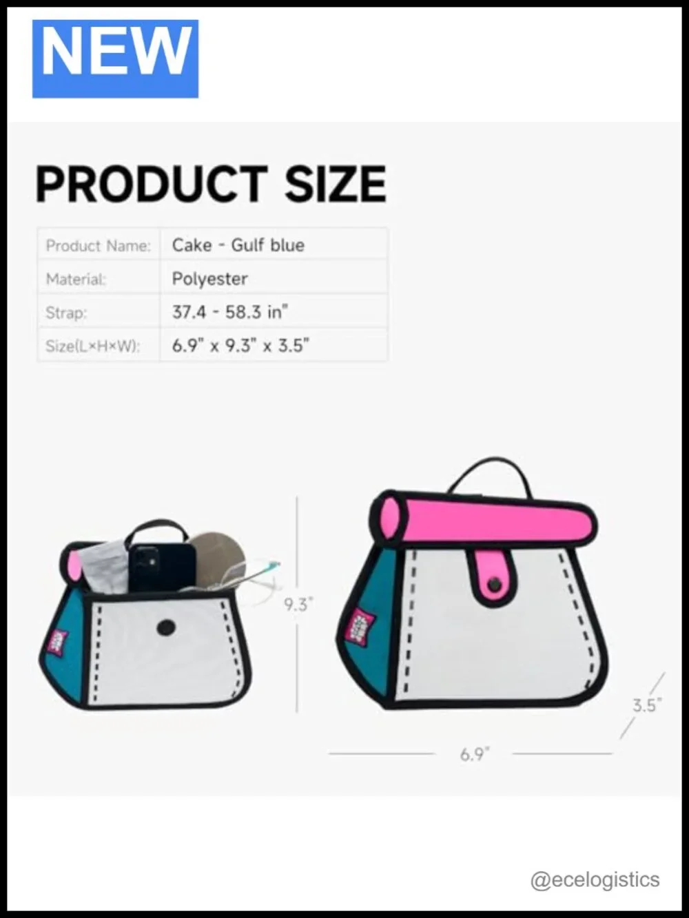 2D Cartoon Cake Crossbody Bag - Pop Art Shoulder Bag for Women